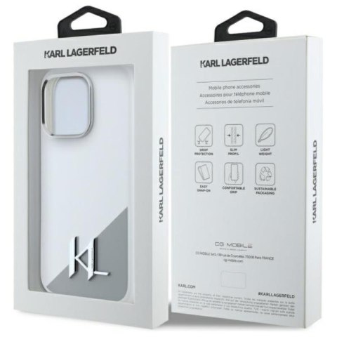 Karl Lagerfeld Silicone Shadow Metal Initial MagSafe - Etui iPhone 16 Pro Max (biały) Karl Lagerfeld Silicone Shadow Metal Initial MagSafe - Etui iPhone 16 Pro Max (biały)