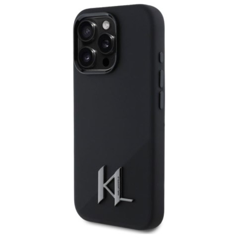 Karl Lagerfeld Silicone Shadow Metal Initial MagSafe - Etui iPhone 16 Pro Max (czarny) Karl Lagerfeld Silicone Shadow Metal Initial MagSafe - Etui iPhone 16 Pro Max (czarny)