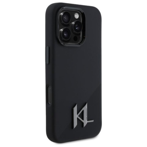 Karl Lagerfeld Silicone Shadow Metal Initial MagSafe - Etui iPhone 16 Pro Max (czarny) Karl Lagerfeld Silicone Shadow Metal Initial MagSafe - Etui iPhone 16 Pro Max (czarny)