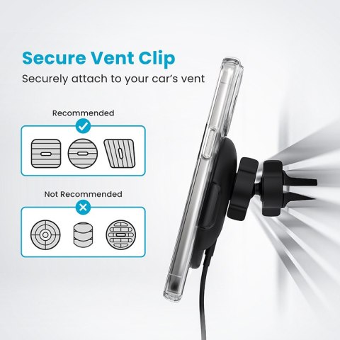 Speck Charging Vent Mount + ClickLock - Uchwyt samochodowy z ładowaniem bezprzewodowym MagSafe (czarny) Speck Charging Vent Mount + ClickLock - Uchwyt samochodowy z ładowaniem bezprzewodowym MagSafe (czarny)