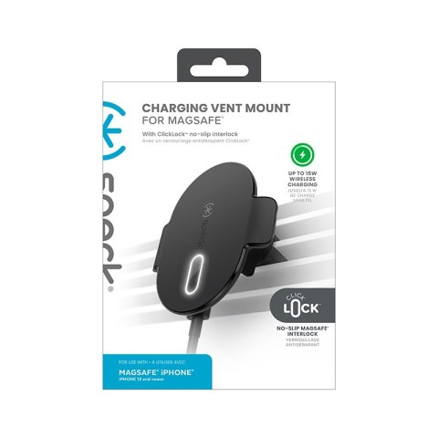Speck Charging Vent Mount + ClickLock - Uchwyt samochodowy z ładowaniem bezprzewodowym MagSafe (czarny) Speck Charging Vent Mount + ClickLock - Uchwyt samochodowy z ładowaniem bezprzewodowym MagSafe (czarny)