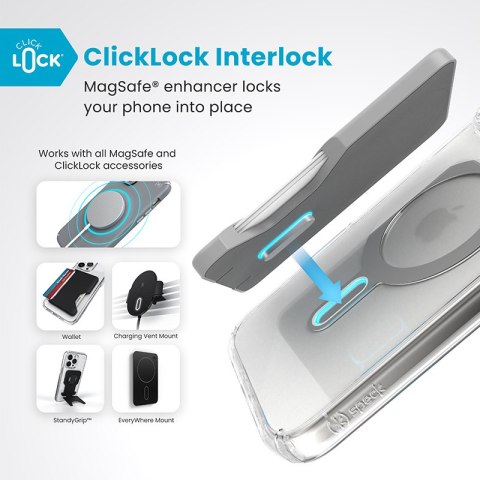 Speck Presidio Perfect-Clear ClickLock & MagSafe - Etui iPhone 16 Pro Max (Clear / Chrome Finish / Serene Silver) Speck Presidio Perfect-Clear ClickLock & MagSafe - Etui iPhone 16 Pro Max (Clear / Chrome Finish / Serene Silver)