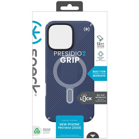 Speck Presidio2 Grip ClickLock & MagSafe - Etui iPhone 16 Pro Max (Coastal Blue / Dust Grey / White) Speck Presidio2 Grip ClickLock & MagSafe - Etui iPhone 16 Pro Max (Coastal Blue / Dust Grey / White)