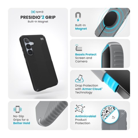 Speck Presidio2 Grip Magnet - Etui Samsung Galaxy S25 / 24 MagSafe (Black/Slate Grey/White) Speck Presidio2 Grip Magnet - Etui Samsung Galaxy S25 / 24 MagSafe (Black/Slate Grey/White)