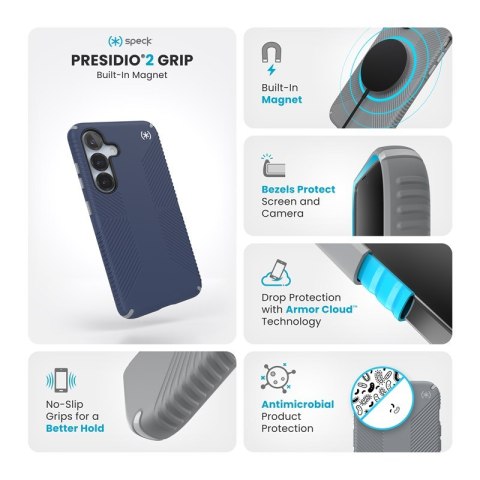 Speck Presidio2 Grip Magnet - Etui Samsung Galaxy S25 / 24 MagSafe (Coastal Blue/Dust Grey/White) Speck Presidio2 Grip Magnet - Etui Samsung Galaxy S25 / 24 MagSafe (Coastal Blue/Dust Grey/White)