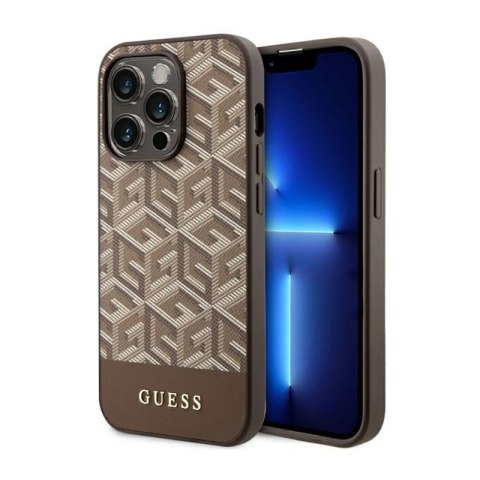 Guess GCube Stripes MagSafe - Etui iPhone 14 Pro Max (Brązowy) Guess GCube Stripes MagSafe - Etui iPhone 14 Pro Max (Brązowy)