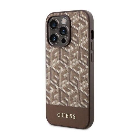 Guess GCube Stripes MagSafe - Etui iPhone 14 Pro Max (Brązowy) Guess GCube Stripes MagSafe - Etui iPhone 14 Pro Max (Brązowy)
