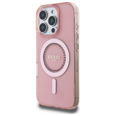 Guess IML Rhinestones MagSafe - Etui iPhone 16 Pro Max (różowy) Guess IML Rhinestones MagSafe - Etui iPhone 16 Pro Max (różowy)