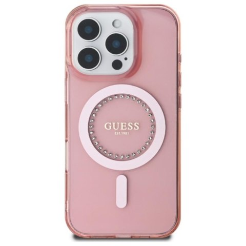 Guess IML Rhinestones MagSafe - Etui iPhone 16 Pro Max (różowy) Guess IML Rhinestones MagSafe - Etui iPhone 16 Pro Max (różowy)