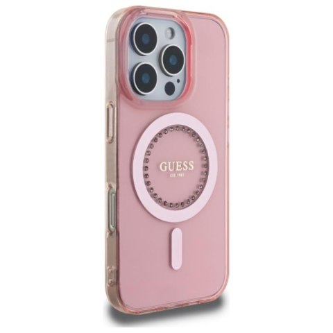 Guess IML Rhinestones MagSafe - Etui iPhone 16 Pro Max (różowy) Guess IML Rhinestones MagSafe - Etui iPhone 16 Pro Max (różowy)
