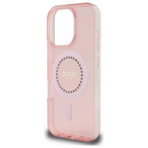 Guess IML Rhinestones MagSafe - Etui iPhone 16 Pro Max (różowy) Guess IML Rhinestones MagSafe - Etui iPhone 16 Pro Max (różowy)