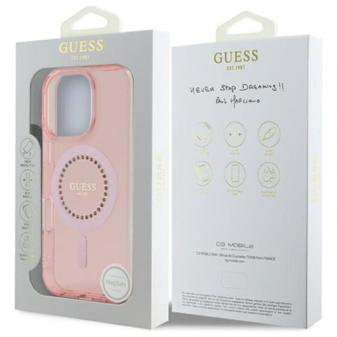 Guess IML Rhinestones MagSafe - Etui iPhone 16 Pro Max (różowy) Guess IML Rhinestones MagSafe - Etui iPhone 16 Pro Max (różowy)