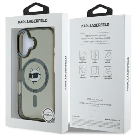 Karl Lagerfeld IML Metal Choupette Head MagSafe - Etui iPhone 16 Plus (czarny) Karl Lagerfeld IML Metal Choupette Head MagSafe - Etui iPhone 16 Plus (czarny)