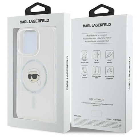 Karl Lagerfeld IML Metal Karl Head MagSafe - Etui iPhone 16 Pro Max (biały) Karl Lagerfeld IML Metal Karl Head MagSafe - Etui iPhone 16 Pro Max (biały)