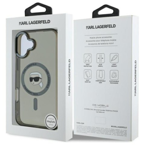 Karl Lagerfeld IML Metal Karl Head MagSafe - Etui iPhone 16 (czarny) Karl Lagerfeld IML Metal Karl Head MagSafe - Etui iPhone 16 (czarny)