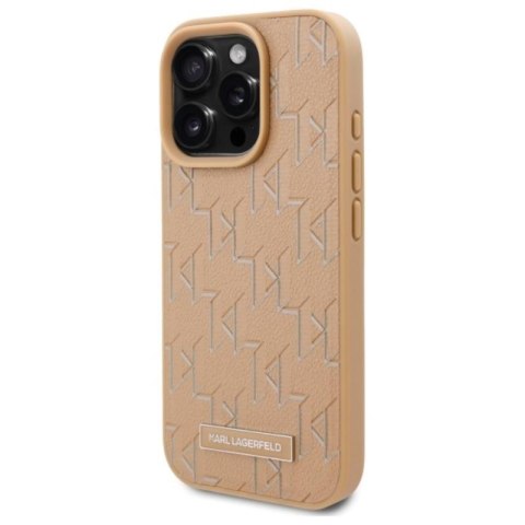 Karl Lagerfeld Leather Monogram Metal Logo MagSafe - Etui iPhone 16 Pro (beżowy) Karl Lagerfeld Leather Monogram Metal Logo MagSafe - Etui iPhone 16 Pro (beżowy)