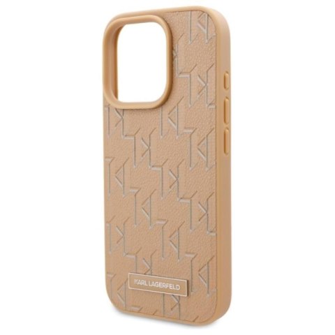 Karl Lagerfeld Leather Monogram Metal Logo MagSafe - Etui iPhone 16 Pro (beżowy) Karl Lagerfeld Leather Monogram Metal Logo MagSafe - Etui iPhone 16 Pro (beżowy)
