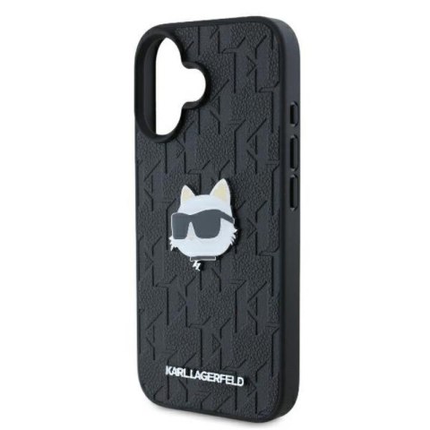 Karl Lagerfeld Monogram Choupette Head Pin - Etui iPhone 16 (czarny) Karl Lagerfeld Monogram Choupette Head Pin - Etui iPhone 16 (czarny)