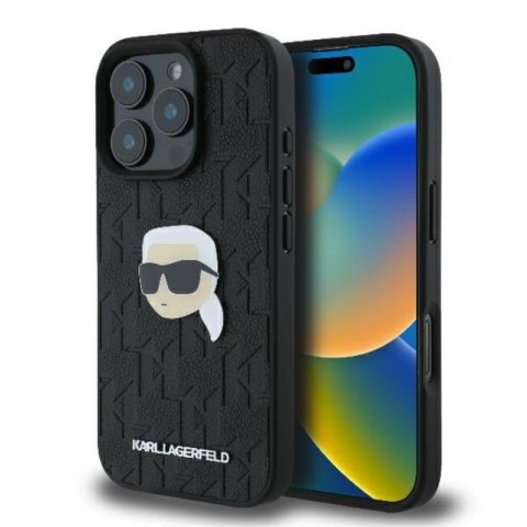 Karl Lagerfeld Monogram Karl Head Pin - Etui iPhone 16 Pro Max (czarny) Karl Lagerfeld Monogram Karl Head Pin - Etui iPhone 16 Pro Max (czarny)