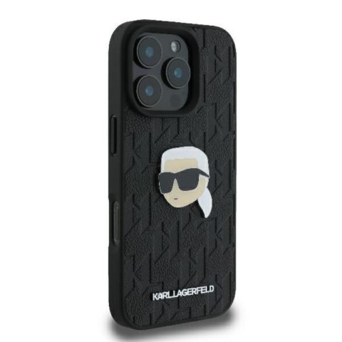 Karl Lagerfeld Monogram Karl Head Pin - Etui iPhone 16 Pro Max (czarny) Karl Lagerfeld Monogram Karl Head Pin - Etui iPhone 16 Pro Max (czarny)