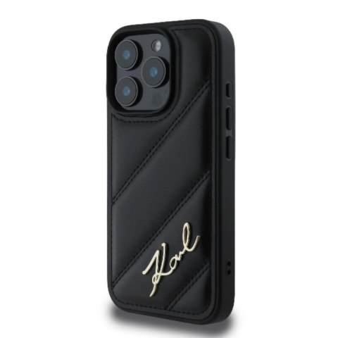 Karl Lagerfeld Quilted Signature - Etui iPhone 16 Pro Max (czarny) Karl Lagerfeld Quilted Signature - Etui iPhone 16 Pro Max (czarny)
