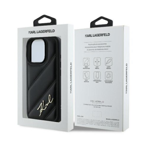 Karl Lagerfeld Quilted Signature - Etui iPhone 16 Pro Max (czarny) Karl Lagerfeld Quilted Signature - Etui iPhone 16 Pro Max (czarny)
