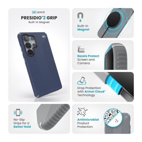 Speck Presidio2 Grip Magnet - Etui Samsung Galaxy S25 Ultra MagSafe (Coastal Blue/Dust Grey/White) Speck Presidio2 Grip Magnet - Etui Samsung Galaxy S25 Ultra MagSafe (Coastal Blue/Dust Grey/White)