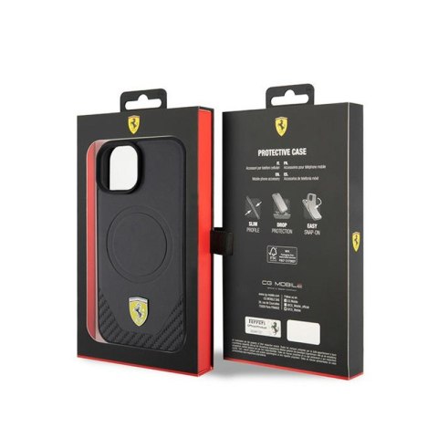 Ferrari Carbon Metal Logo MagSafe - Etui iPhone 15 (czarny) Ferrari Carbon Metal Logo MagSafe - Etui iPhone 15 (czarny)