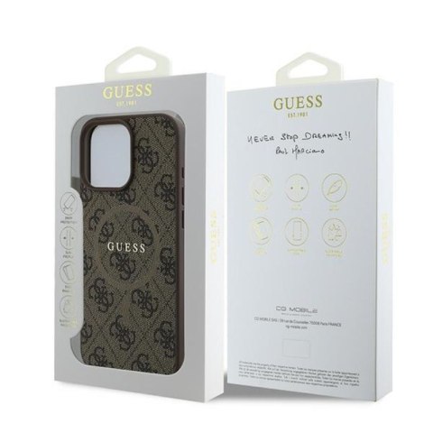 Guess 4G Ring Classic Logo MagSafe - Etui iPhone 16 Pro (brązowy) Guess 4G Ring Classic Logo MagSafe - Etui iPhone 16 Pro (brązowy)