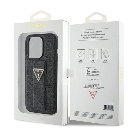 Guess Grip Stand 4G Triangle Strass Logo - Etui iPhone 15 Pro Max (czarny) Guess Grip Stand 4G Triangle Strass Logo - Etui iPhone 15 Pro Max (czarny)
