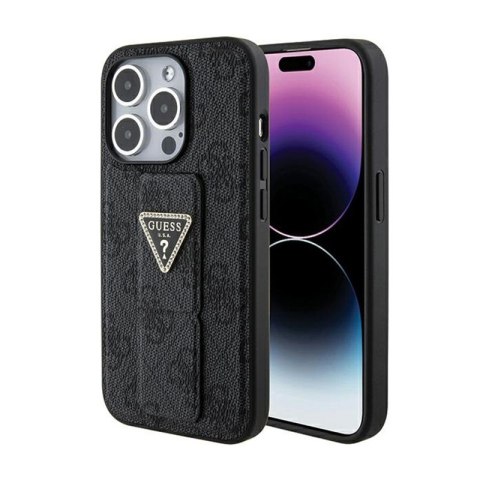 Guess Grip Stand 4G Triangle Strass Logo - Etui iPhone 15 Pro (czarny) Guess Grip Stand 4G Triangle Strass Logo - Etui iPhone 15 Pro (czarny)