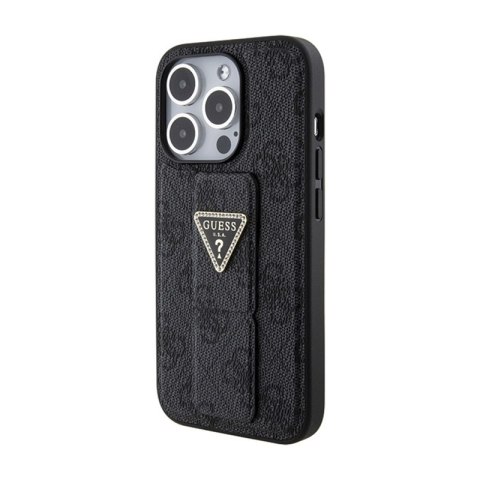 Guess Grip Stand 4G Triangle Strass Logo - Etui iPhone 15 Pro (czarny) Guess Grip Stand 4G Triangle Strass Logo - Etui iPhone 15 Pro (czarny)