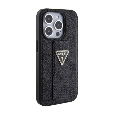 Guess Grip Stand 4G Triangle Strass Logo - Etui iPhone 15 Pro (czarny) Guess Grip Stand 4G Triangle Strass Logo - Etui iPhone 15 Pro (czarny)