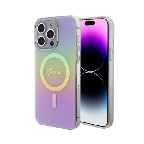 Guess IML Iridescent MagSafe - Etui iPhone 15 Pro (różowy) Guess IML Iridescent MagSafe - Etui iPhone 15 Pro (różowy)
