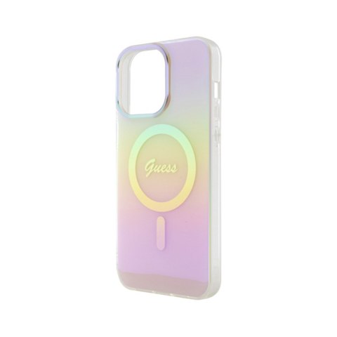 Guess IML Iridescent MagSafe - Etui iPhone 15 Pro (różowy) Guess IML Iridescent MagSafe - Etui iPhone 15 Pro (różowy)