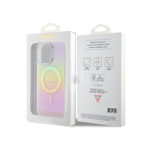 Guess IML Iridescent MagSafe - Etui iPhone 15 Pro (różowy) Guess IML Iridescent MagSafe - Etui iPhone 15 Pro (różowy)