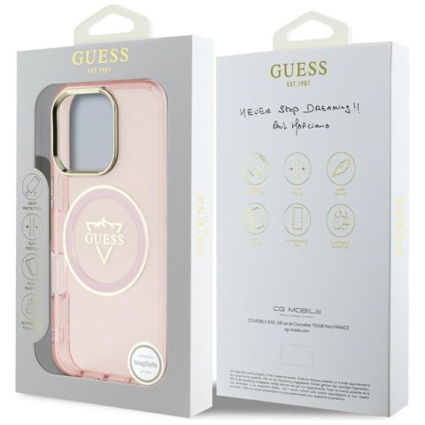 Guess IML Metal Mountain Logo MagSafe - Etui do iPhone 16 Pro Max (różowy) Guess IML Metal Mountain Logo MagSafe - Etui do iPhone 16 Pro Max (różowy)