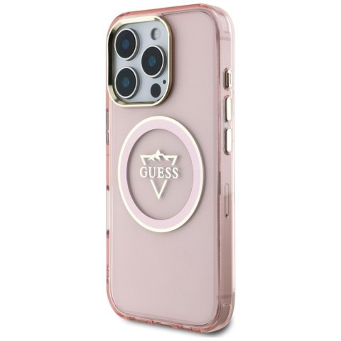 Guess IML Metal Mountain Logo MagSafe - Etui do iPhone 16 Pro (różowy) Guess IML Metal Mountain Logo MagSafe - Etui do iPhone 16 Pro (różowy)