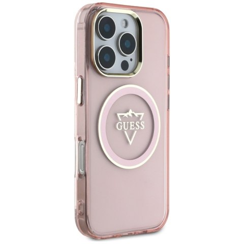 Guess IML Metal Mountain Logo MagSafe - Etui do iPhone 16 Pro (różowy) Guess IML Metal Mountain Logo MagSafe - Etui do iPhone 16 Pro (różowy)