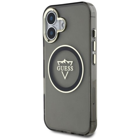 Guess IML Metal Mountain Logo MagSafe - Etui do iPhone 16 (czarny) Guess IML Metal Mountain Logo MagSafe - Etui do iPhone 16 (czarny)