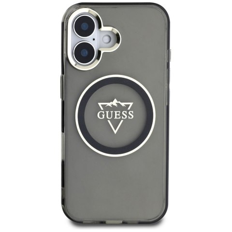 Guess IML Metal Mountain Logo MagSafe - Etui do iPhone 16 (czarny) Guess IML Metal Mountain Logo MagSafe - Etui do iPhone 16 (czarny)