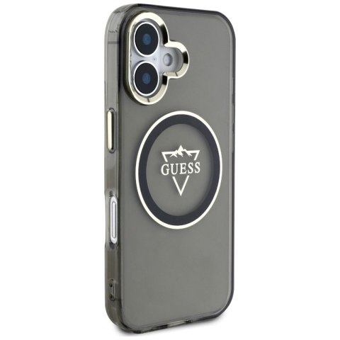Guess IML Metal Mountain Logo MagSafe - Etui do iPhone 16 (czarny) Guess IML Metal Mountain Logo MagSafe - Etui do iPhone 16 (czarny)