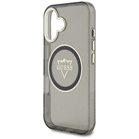 Guess IML Metal Mountain Logo MagSafe - Etui do iPhone 16 (czarny) Guess IML Metal Mountain Logo MagSafe - Etui do iPhone 16 (czarny)