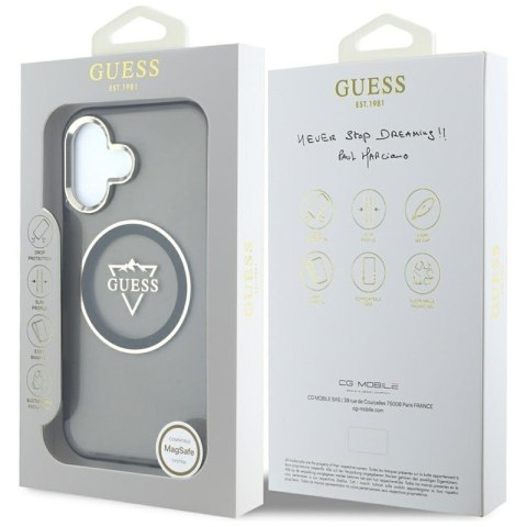 Guess IML Metal Mountain Logo MagSafe - Etui do iPhone 16 (czarny) Guess IML Metal Mountain Logo MagSafe - Etui do iPhone 16 (czarny)