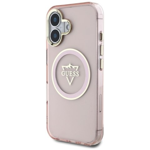 Guess IML Metal Mountain Logo MagSafe - Etui do iPhone 16 (różowy) Guess IML Metal Mountain Logo MagSafe - Etui do iPhone 16 (różowy)