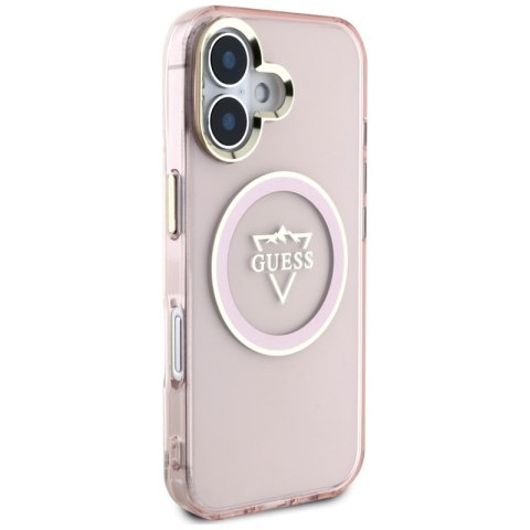 Guess IML Metal Mountain Logo MagSafe - Etui do iPhone 16 (różowy) Guess IML Metal Mountain Logo MagSafe - Etui do iPhone 16 (różowy)