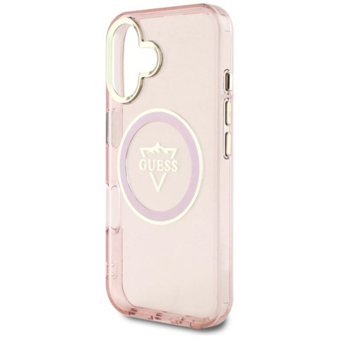 Guess IML Metal Mountain Logo MagSafe - Etui do iPhone 16 (różowy) Guess IML Metal Mountain Logo MagSafe - Etui do iPhone 16 (różowy)