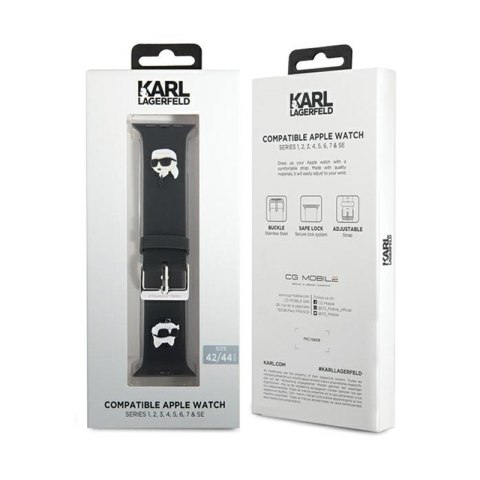 Karl Lagerfeld 3D Rubber Karl & Choupette Heads NFT - Pasek do Apple Watch 42/44/45/49 mm (czarny) Karl Lagerfeld 3D Rubber Karl & Choupette Heads NFT - Pasek do Apple Watch 42/44/45/49 mm (czarny)