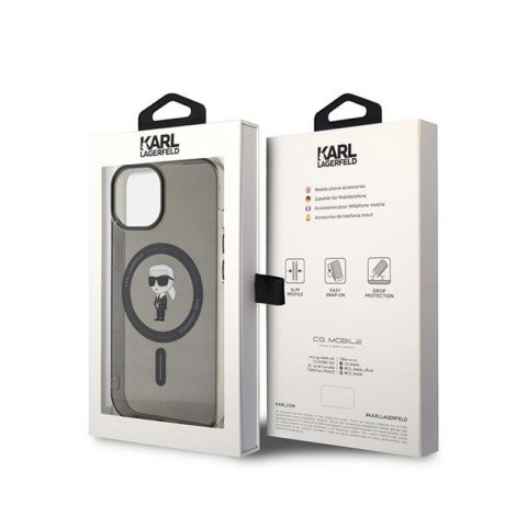Karl Lagerfeld IML Ikonik MagSafe - Etui iPhone 15 (czarny) Karl Lagerfeld IML Ikonik MagSafe - Etui iPhone 15 (czarny)