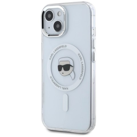Karl Lagerfeld IML Metal Karl Head MagSafe - Etui do iPhone 15 Plus (biały) Karl Lagerfeld IML Metal Karl Head MagSafe - Etui do iPhone 15 Plus (biały)